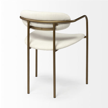 Cream Fabric Seat Gold Metal Frame Dining Chair