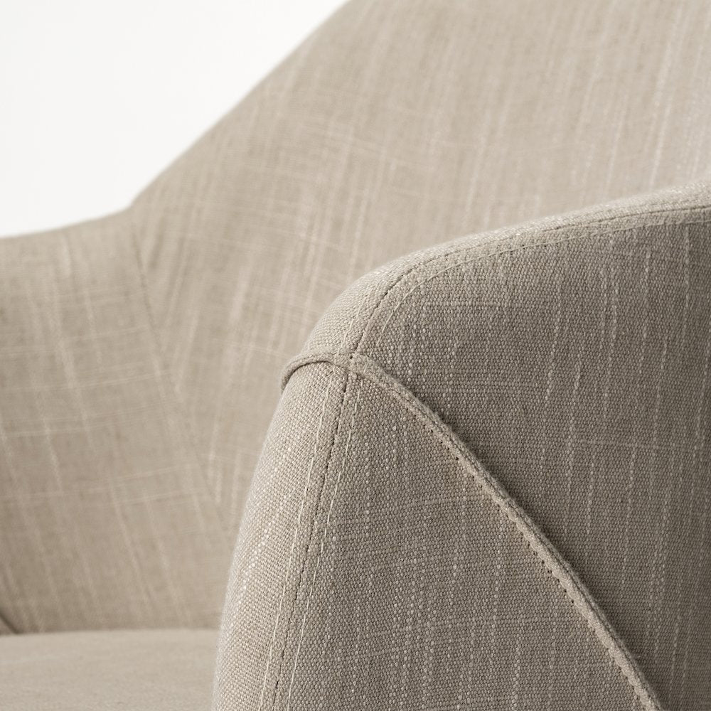 Cream Fabric Wrap Brown Wooden Base Dining Chair