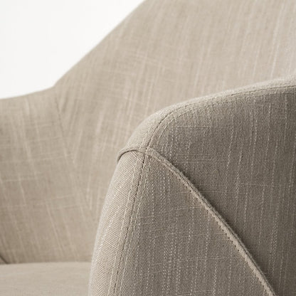 Cream Fabric Wrap Brown Wooden Base Dining Chair