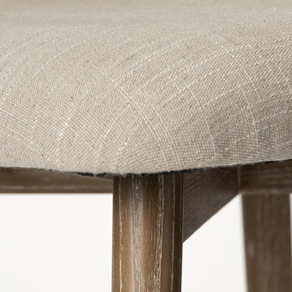 Cream Fabric Wrap Brown Wooden Base Dining Chair