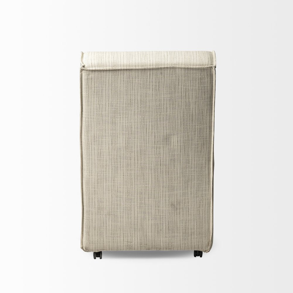 Fully Upholstered Cream-Toned Fabric Dining Chair On Casters