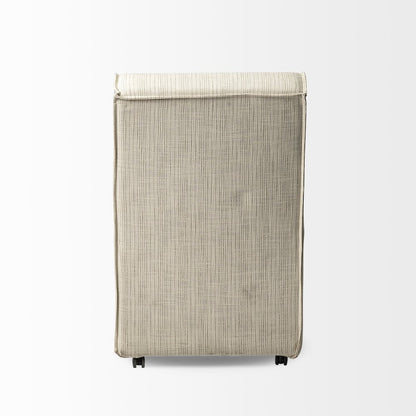 Fully Upholstered Cream-Toned Fabric Dining Chair On Casters