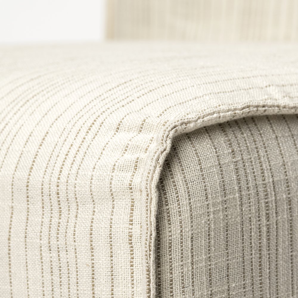 Fully Upholstered Cream-Toned Fabric Dining Chair On Casters