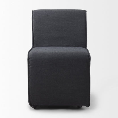 Fully Upholstered Grey Fabric Dining Chair On Casters