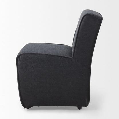 Fully Upholstered Grey Fabric Dining Chair On Casters