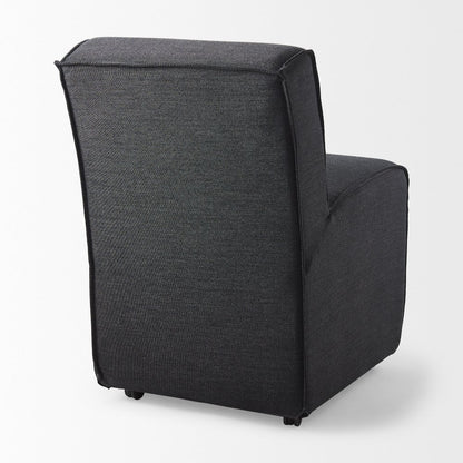 Fully Upholstered Grey Fabric Dining Chair On Casters