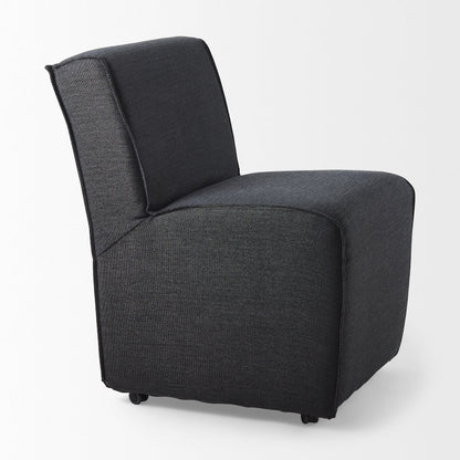 Fully Upholstered Grey Fabric Dining Chair On Casters