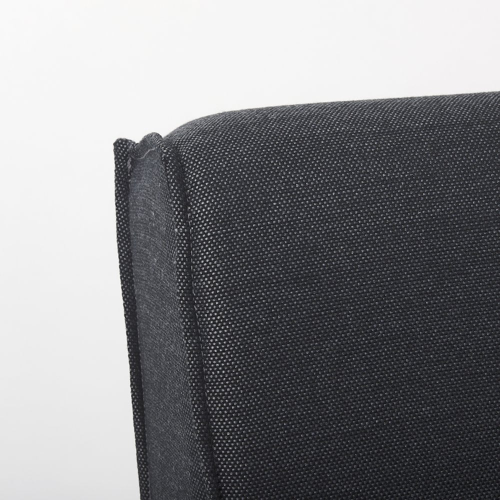 Fully Upholstered Grey Fabric Dining Chair On Casters