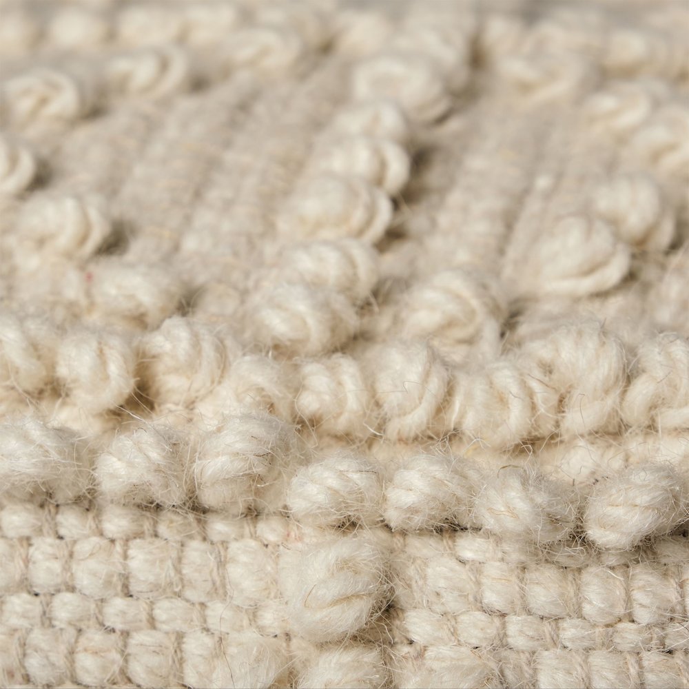 Leroy Square Cream Wool Pouf Popcorn Detail