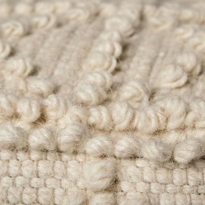 Leroy Square Cream Wool Pouf Popcorn Detail