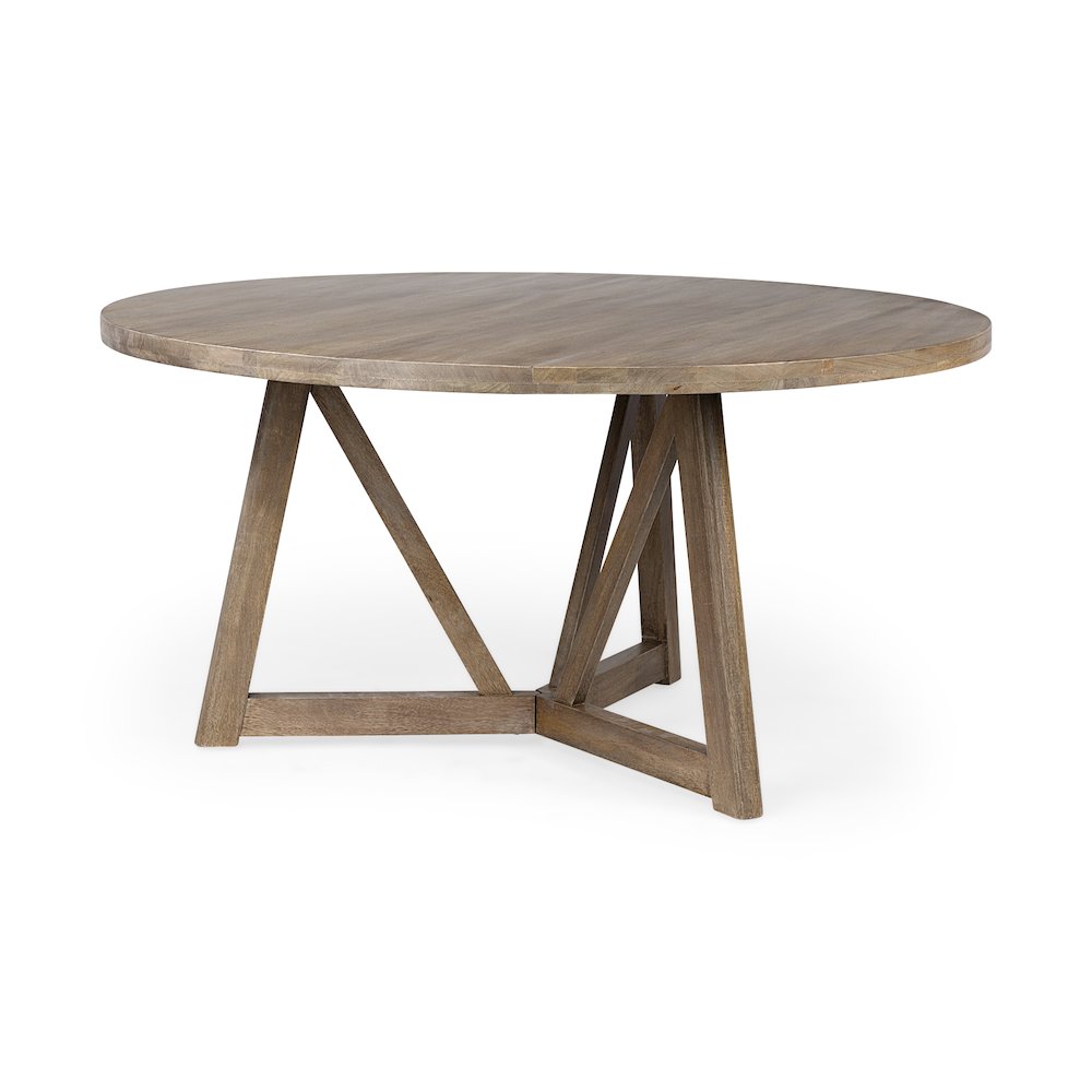 Legolas 60" Round Brown Solid Wood Top & Base Dining Table