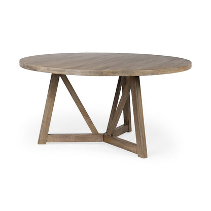 Legolas 60" Round Brown Solid Wood Top & Base Dining Table