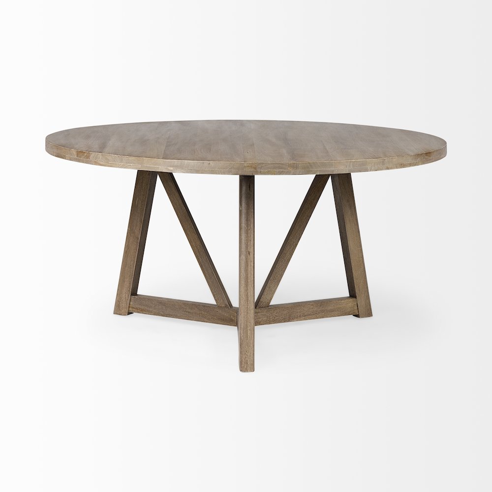 Legolas 60" Round Brown Solid Wood Top & Base Dining Table