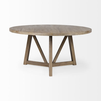 Legolas 60" Round Brown Solid Wood Top & Base Dining Table