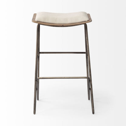 26" Total Height Cream Fabric Seat Gold Metal Frame Counter Stool