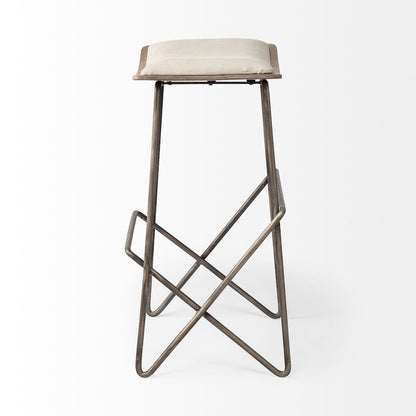 26" Total Height Cream Fabric Seat Gold Metal Frame Counter Stool