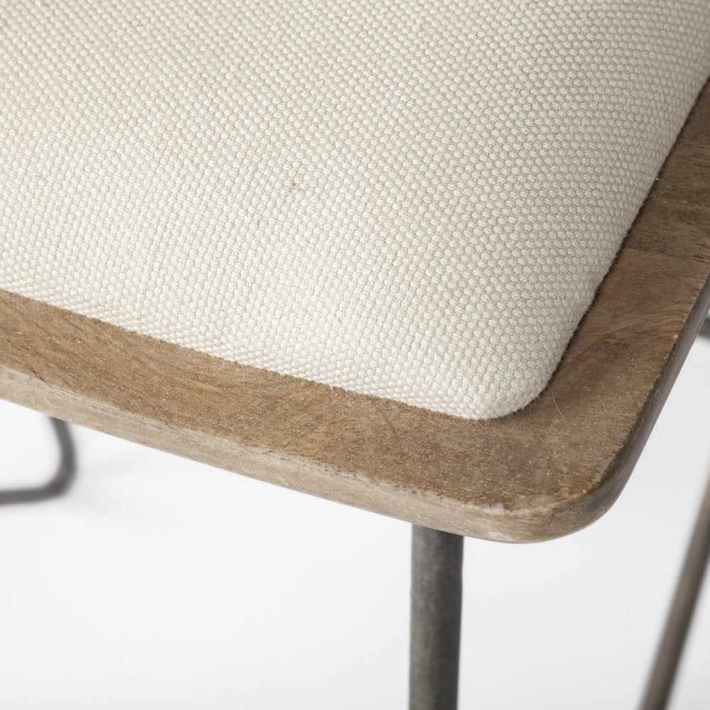 26" Total Height Cream Fabric Seat Gold Metal Frame Counter Stool