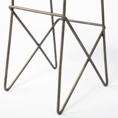 30" Total Height Cream Fabric Seat Gold Metal Frame Bar Stool