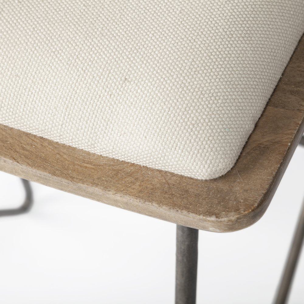 30" Total Height Cream Fabric Seat Gold Metal Frame Bar Stool