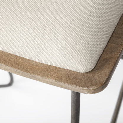 30" Total Height Cream Fabric Seat Gold Metal Frame Bar Stool