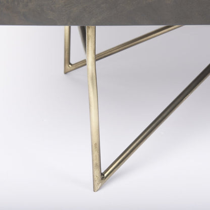 Darwin 80x17.5 Brown Solid Wood Gold Metal Base 4 Cabinet Door Sideboard
