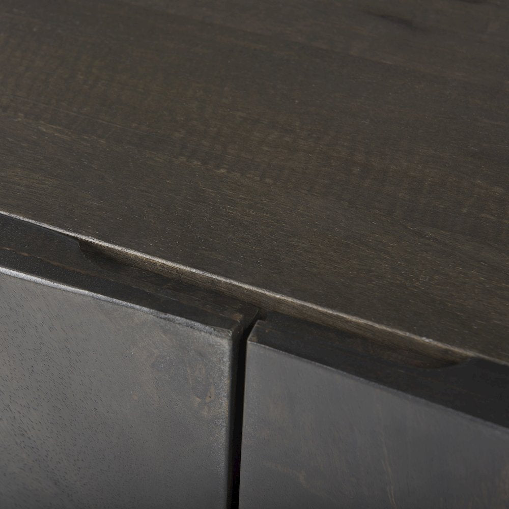 Darwin 80x17.5 Brown Solid Wood Gold Metal Base 4 Cabinet Door Sideboard