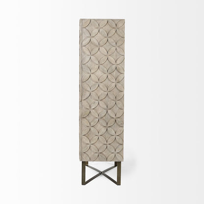 68.1" H Light Brown Wood Gold Iron Base Storage Cabinet