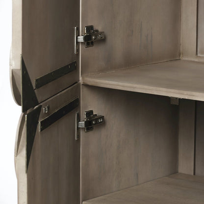 68.1" H Light Brown Wood Gold Iron Base Storage Cabinet
