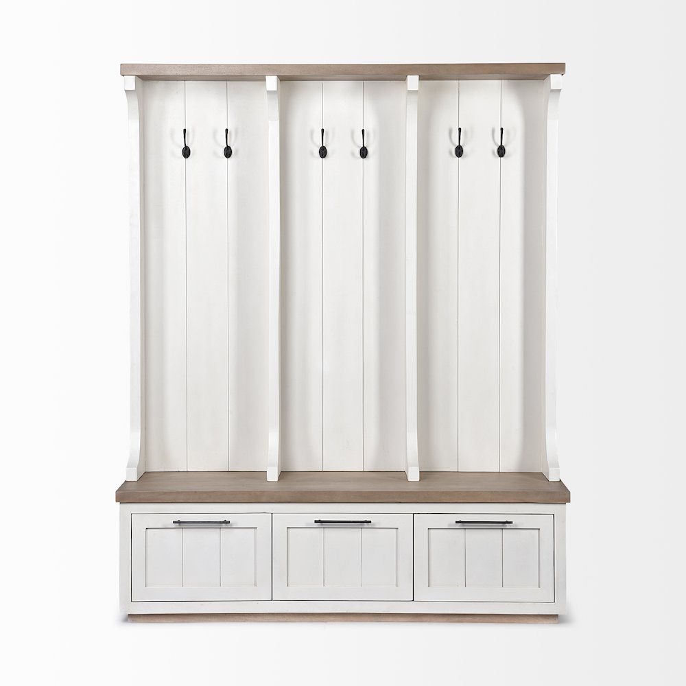 Fairview IV 61L x 17W White And Brown Wood With Storage Hall Tree