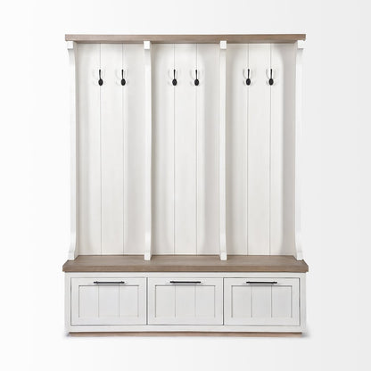 Fairview IV 61L x 17W White And Brown Wood With Storage Hall Tree