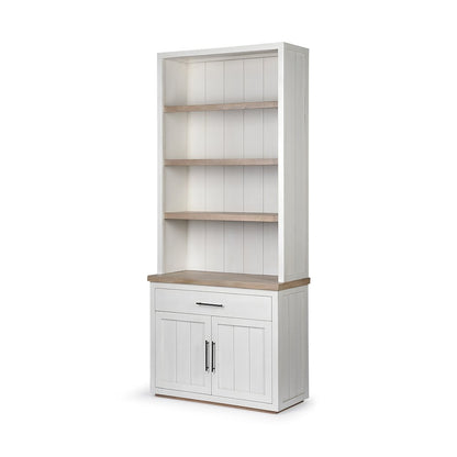 White And Medium Brown Wood Three Shelf Shelving Unit