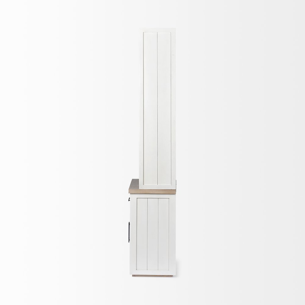 White And Medium Brown Wood Three Shelf Shelving Unit