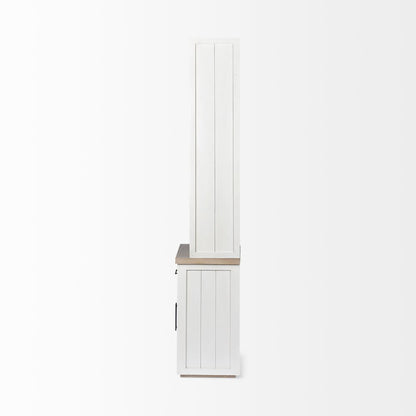 White And Medium Brown Wood Three Shelf Shelving Unit