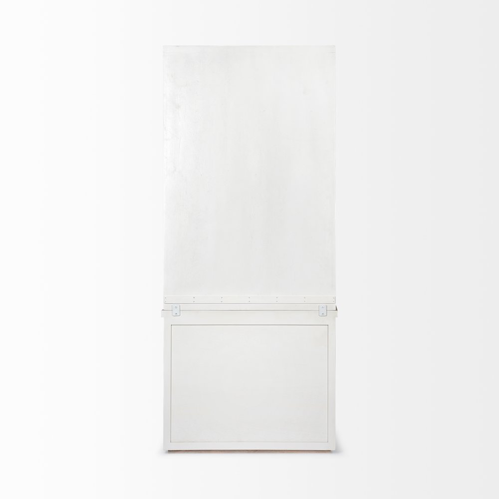 White And Medium Brown Wood Three Shelf Shelving Unit