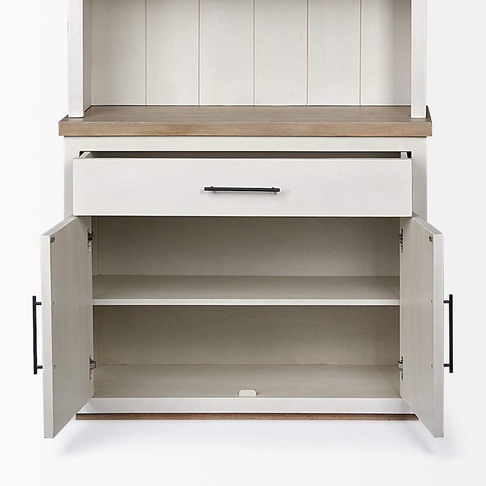 White And Medium Brown Wood Three Shelf Shelving Unit