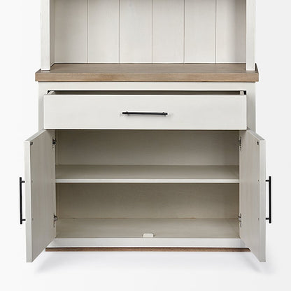 White And Medium Brown Wood Three Shelf Shelving Unit