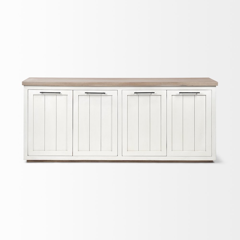 Fairview ISolid Wood Brown Top & White Frame 4 Cabinet Door Sideboard