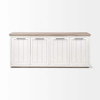 Fairview ISolid Wood Brown Top & White Frame 4 Cabinet Door Sideboard