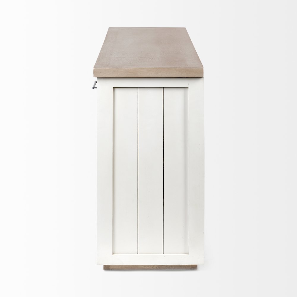 Fairview ISolid Wood Brown Top & White Frame 4 Cabinet Door Sideboard