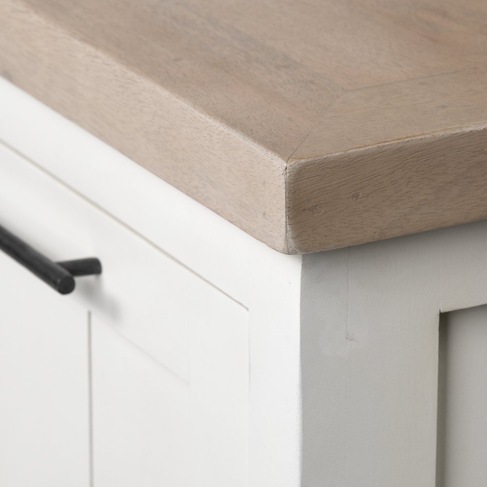Fairview ISolid Wood Brown Top & White Frame 4 Cabinet Door Sideboard