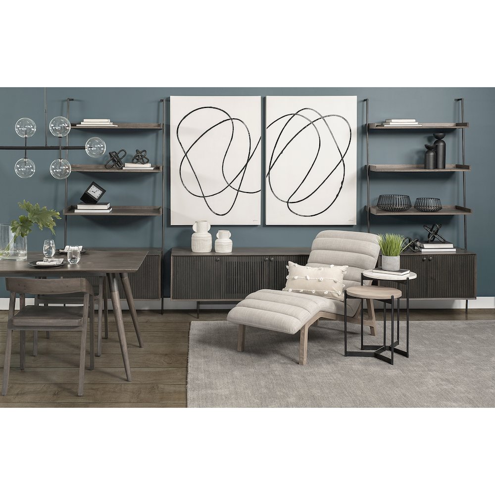 Larkin Marble and Medium Brown Wood Round Tabletop Nesting End/Side Tables