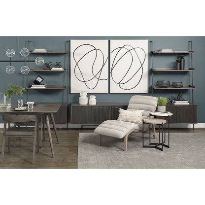 Larkin Marble and Medium Brown Wood Round Tabletop Nesting End/Side Tables