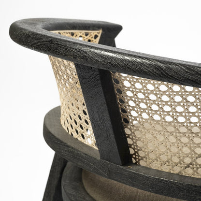 Black Wooden Frame Linen Wrap Seat Dining Chair
