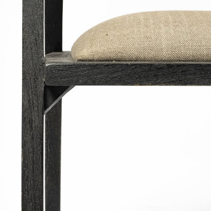 Black Wooden Frame Linen Wrap Seat Dining Chair