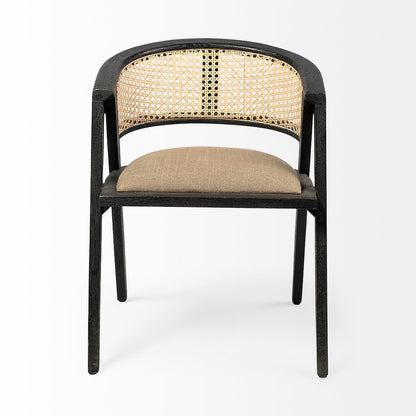 Black Wooden Frame Linen Wrap Seat Dining Chair