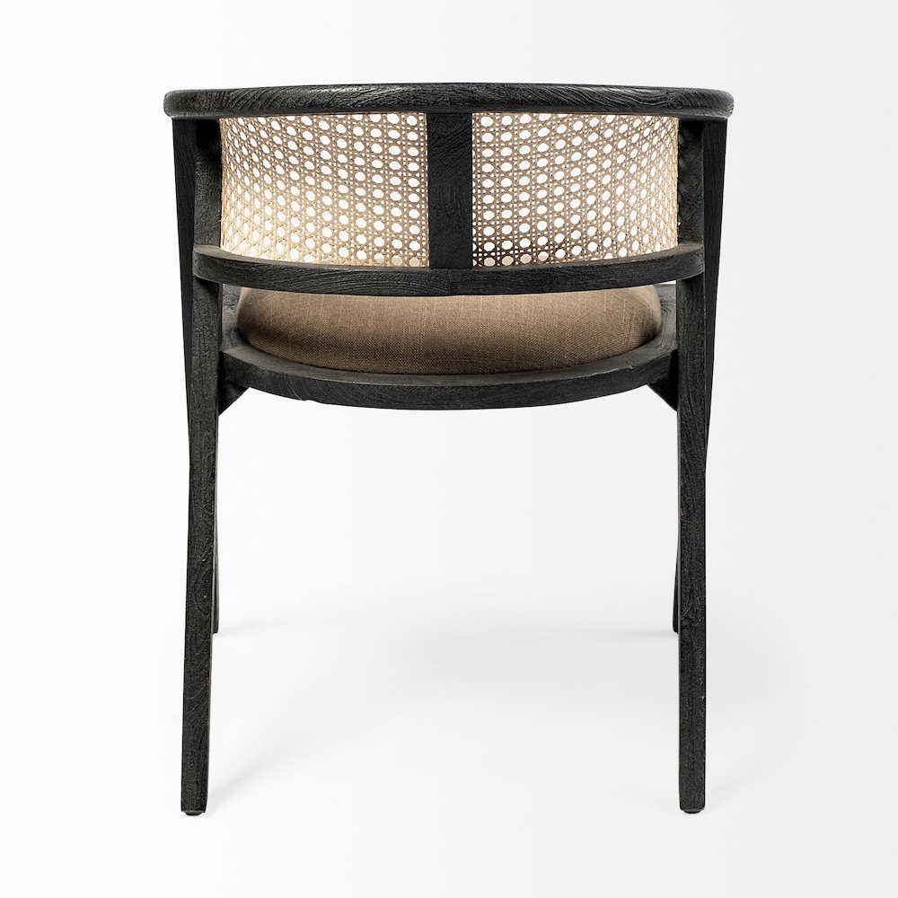 Black Wooden Frame Linen Wrap Seat Dining Chair