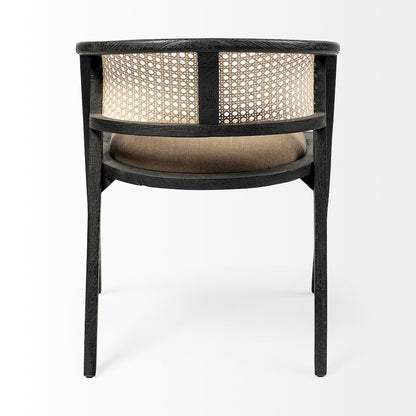 Black Wooden Frame Linen Wrap Seat Dining Chair