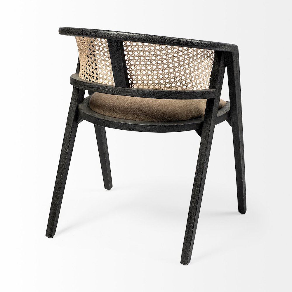 Black Wooden Frame Linen Wrap Seat Dining Chair
