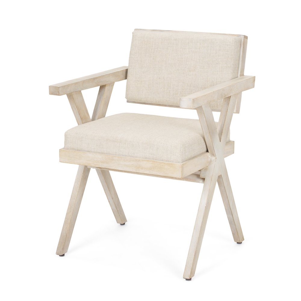 Cream Fabric Wrap Blonde Wooden Frame Dining Chair
