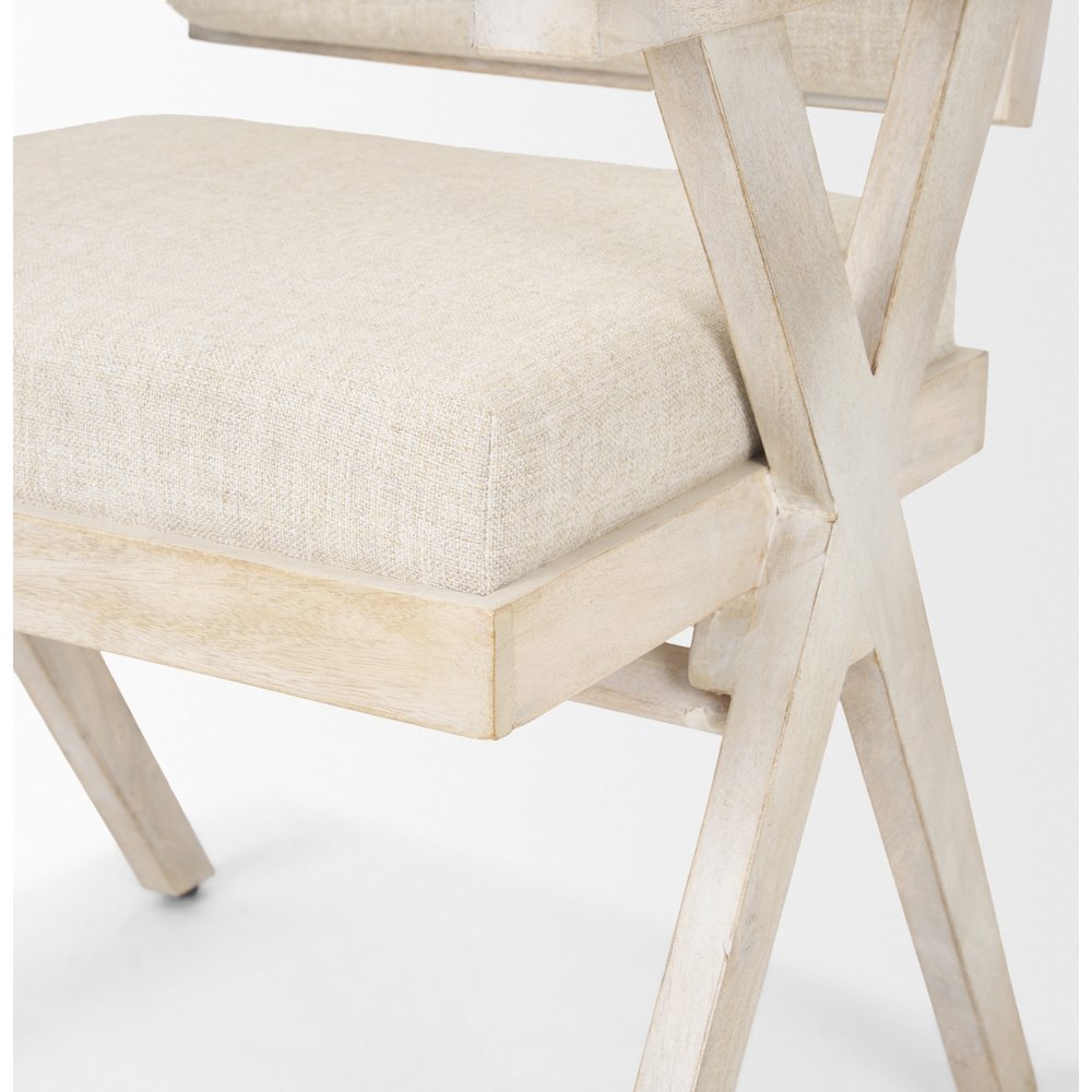Cream Fabric Wrap Blonde Wooden Frame Dining Chair